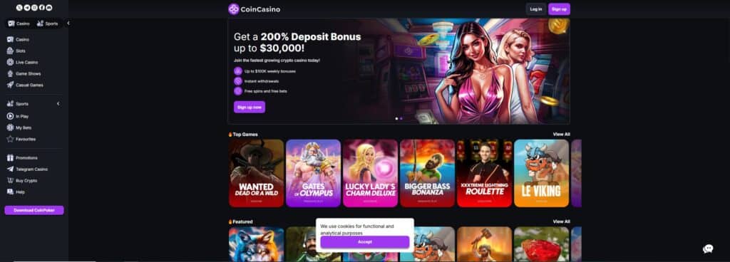 CoinCasino Front Page